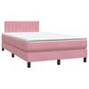 vidaXL Cama box spring con colch&oacute;n y LED terciopelo rosa 120x220 cm
