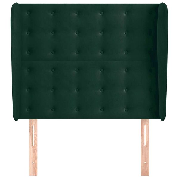 vidaXL Cabecero con orejas de terciopelo verde oscuro 93x23x118/128 cm