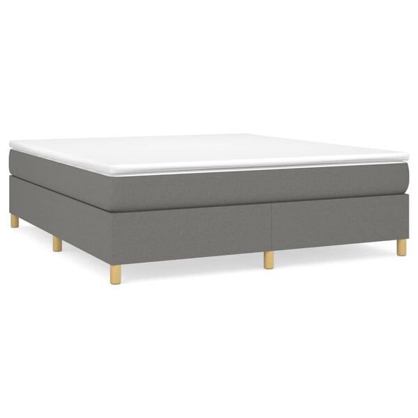vidaXL Cama box spring con colch&oacute;n tela gris oscuro 160x200 cm