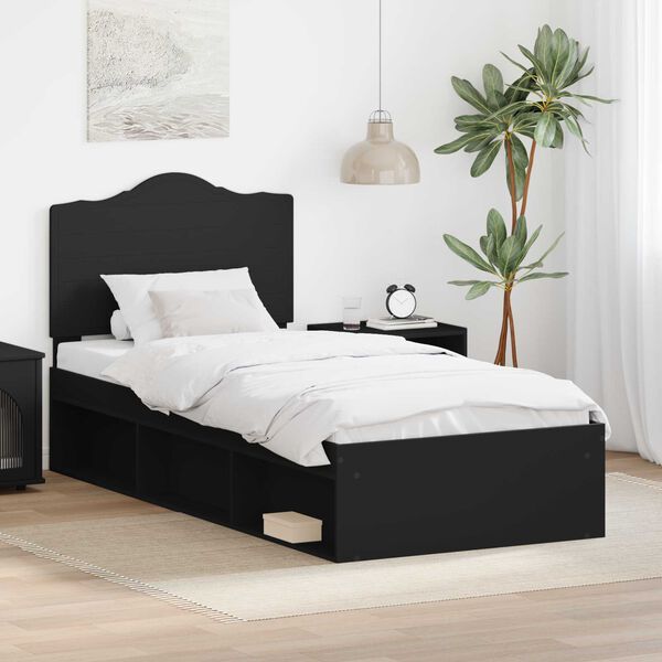 vidaXL Estructura de cama Negro 90 x 200 cm Madera de pino macizo