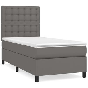 vidaXL Cama box spring con colch&oacute;n cuero sint&eacute;tico gris 90x200 cm