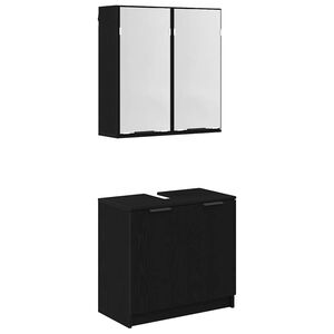 vidaXL Juego de Muebles de Ba&ntilde;o 2 pcs Roble Negro Madera de ingenier&iacute;a