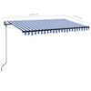 vidaXL Toldo automático LED sensor de viento azul y blanco 400x350 cm