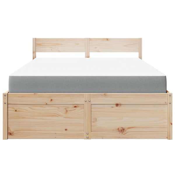 vidaXL Cama con cajones y colchón madera maciza de pino 140x190 cm