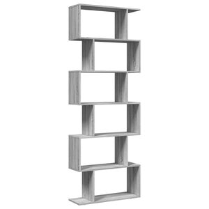 vidaXL Librer&iacute;a divisora 6 niveles madera gris Sonoma 70x24x193 cm