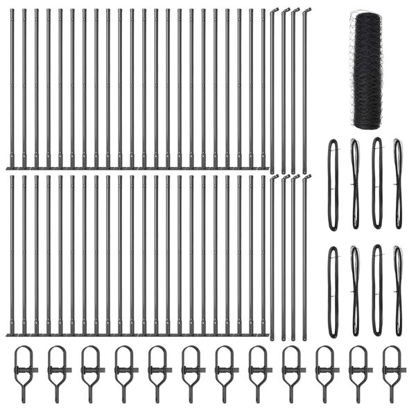 vidaXL Poste de Valla Gris 100 x 0,5 m (malla de 50 mm) Acero y PVC