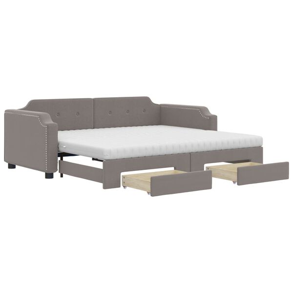 vidaXL Sof&aacute; cama nido con cajones tela gris taupe 100x200 cm