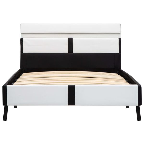 vidaXL Estructura cama con LED cuero sint&eacute;tico blanco negro 90x200 cm