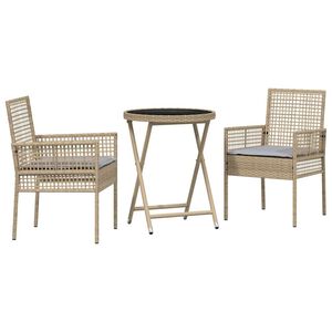 vidaXL Juego Bistro de Jardín 3 pcs Beige Poliratán