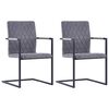 vidaXL Sillas de comedor voladizas 2 uds cuero sint&eacute;tico gris oscuro