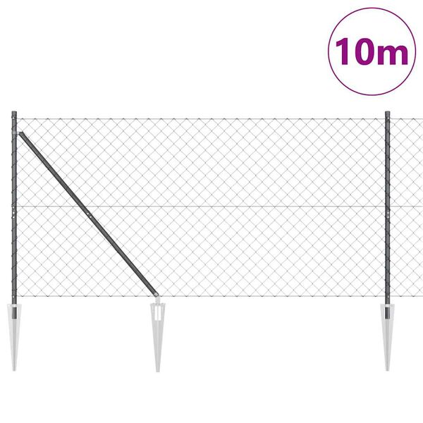 vidaXL Poste de Valla Gris 10 x 1,4 m (malla de 60 x 60 mm)