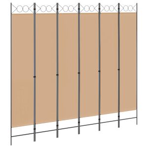 vidaXL Divisor de habitaci&oacute;n de 6 paneles Beige 240 x 220 cm Tela