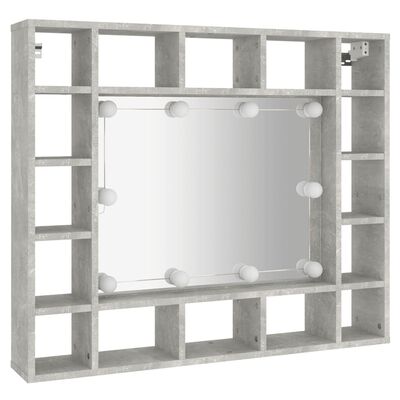 vidaXL Mueble con espejo y LED color gris hormigón 91x15x76,5 cm