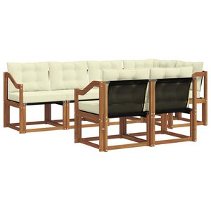 vidaXL Conjunto de sof&aacute;s de exterior con coj&iacute;n 7 pcs Natural y Crema