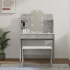 vidaXL Juego de tocador con LED madera contrachapada gris hormig&oacute;n