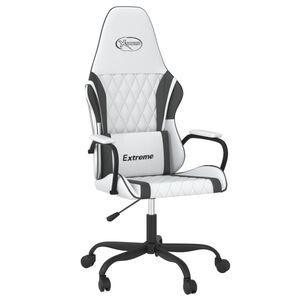vidaXL Silla gaming cuero sint&eacute;tico blanco y negro