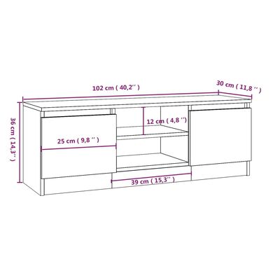 vidaXL Mueble de TV con puerta gris Sonoma 102x30x36 cm