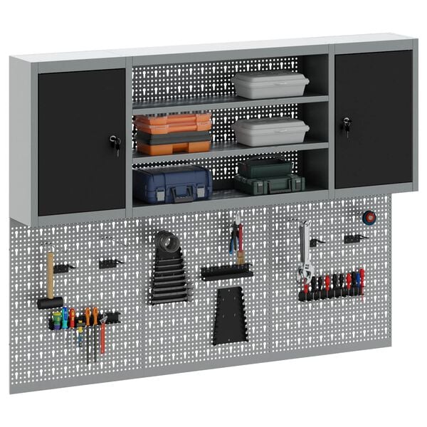 vidaXL Juego de Armarios de Herramientas con estante 4 pcs Negro