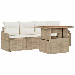 vidaXL Conjunto de sof&aacute;s de jard&iacute;n 5 uds. Beige y Crema