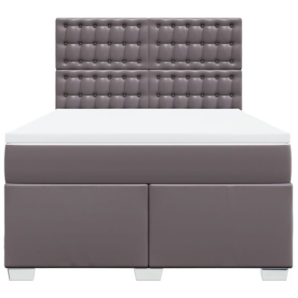 vidaXL Cama box spring con colch&oacute;n cuero sint&eacute;tico gris 140x200 cm