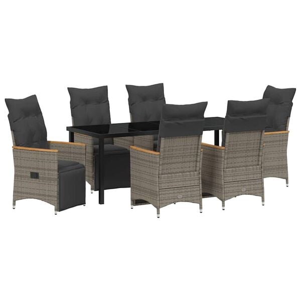 vidaXL Conjunto de Comedor de Jard&iacute;n 7 pcs Gris rat&aacute;n sint&eacute;tico