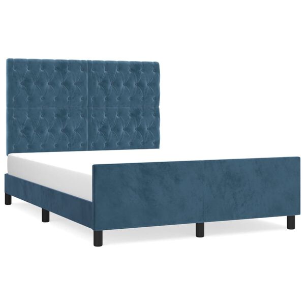 vidaXL Estructura de cama sin colch&oacute;n terciopelo azul oscuro 140x200cm