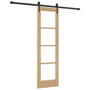 vidaXL Puerta Corredera Natural y negro 61 x 198,5 cm