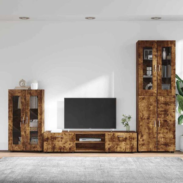 vidaXL Conjunto de mueble de TV Roble ahumado Madera de ingenier&iacute;a