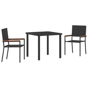 vidaXL Conjunto de Comedor de Jard&iacute;n 5 pcs Negro rat&aacute;n sint&eacute;tico