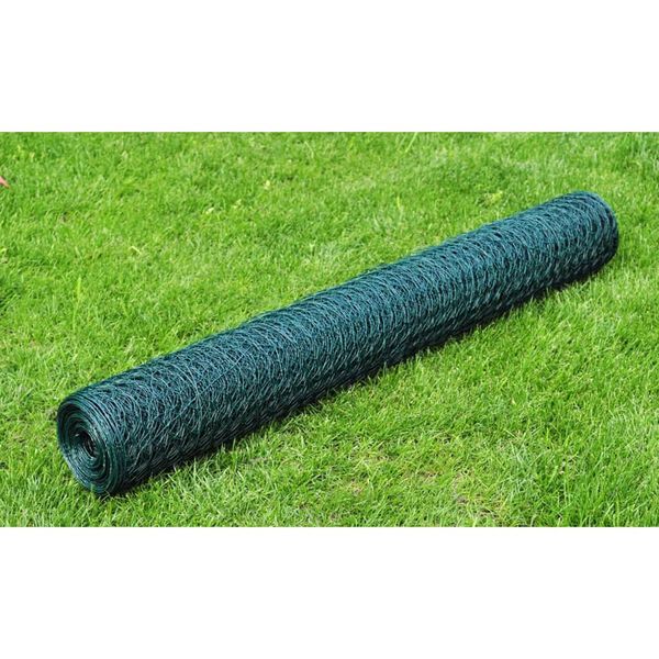 vidaXL Malla de alambre hexagonal acero verde oscuro 1x25 m