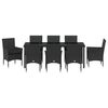 vidaXL Conjunto de Comedor de Jard&iacute;n 9 pcs Negro rat&aacute;n sint&eacute;tico