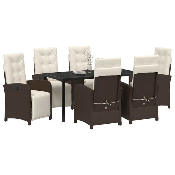 vidaXL Conjunto de Comedor de Jard&iacute;n 7 pcs Marr&oacute;n rat&aacute;n sint&eacute;tico