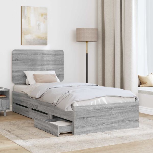 vidaXL Estructura de cama Gris Sonoma 75 x 190 cm Madera Ingenieril
