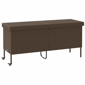vidaXL Caja de almacenaje jard&iacute;n ruedas rat&aacute;n PE marr&oacute;n 160x55x75 cm