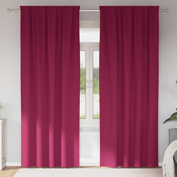 vidaXL Cortinas Opacas con Anillas 2 pcs Rojo vino 225 x 140 cm