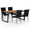 vidaXL Juego de comedor para jard&iacute;n 5 piezas negro