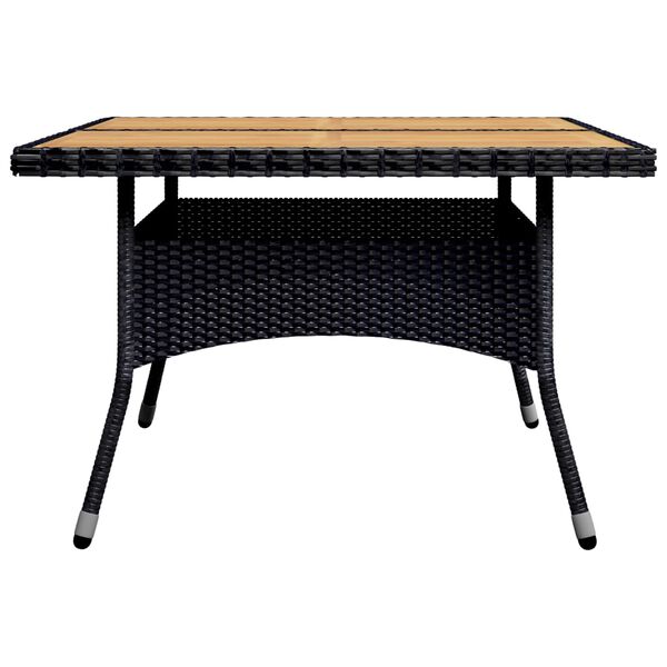 vidaXL Set de comedor de jardín 9 pzas ratán PE y madera acacia negro