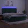 vidaXL Cama box spring colch&oacute;n y LED terciopelo verde oscuro 200x200cm
