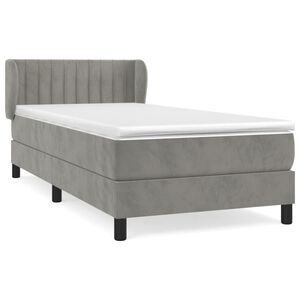vidaXL Cama box spring con colch&oacute;n terciopelo gris claro 80x200 cm