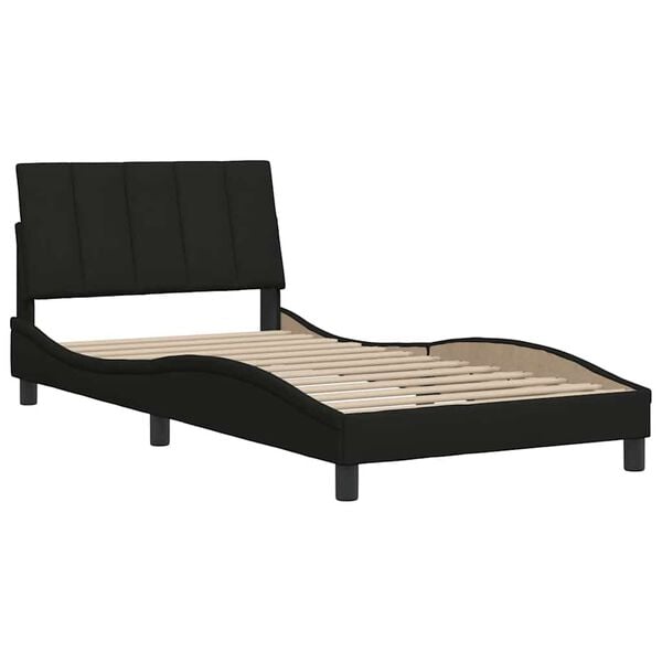 vidaXL Estructura de cama sin colch&oacute;n Hanko tela negro 100x200 cm