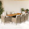 vidaXL Set comedor de jard&iacute;n 9 pzas con cojines rat&aacute;n sint&eacute;tico beige