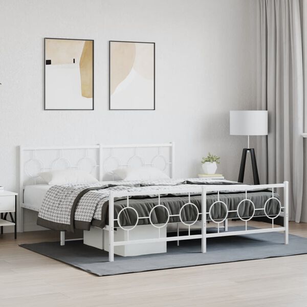 vidaXL Estructura cama sin colchón con estribo metal blanco 180x200 cm