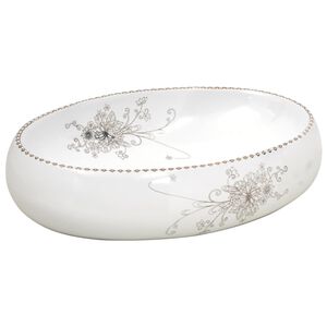vidaXL Lavabo sobre encimera ovalado cer&aacute;mica blanco 59x40x15 cm