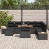 vidaXL Conjunto de sof&aacute; de jard&iacute;n 9 pcs Negro Polirat&aacute;n