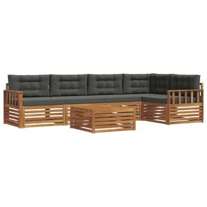 vidaXL Conjunto de sof&aacute;s de exterior 6 pcs Natural y Antracita