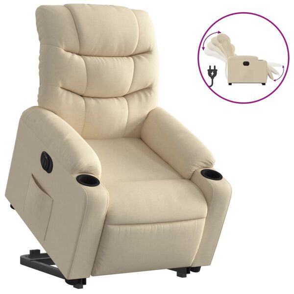 vidaXL Sillón eléctrico reclinable elevable de tela color crema