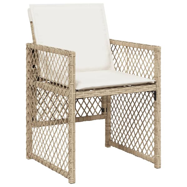 vidaXL Set comedor de jard&iacute;n 5 pzas con cojines rat&aacute;n sint&eacute;tico beige