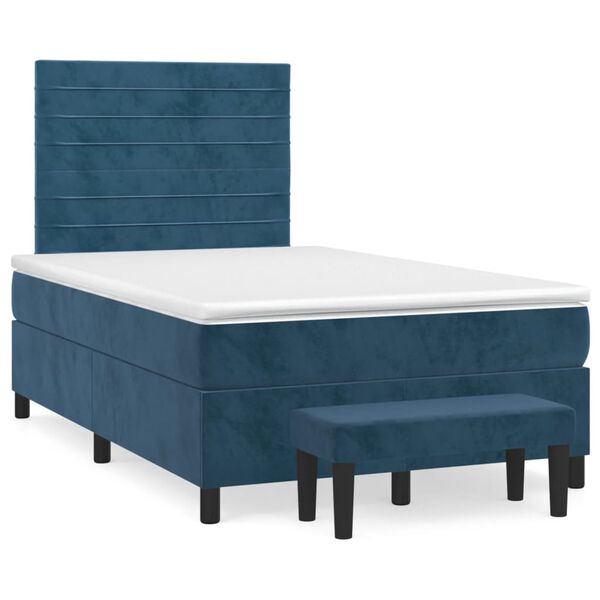 vidaXL Cama box spring con colch&oacute;n terciopelo azul oscuro 120x200 cm