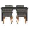 vidaXL Conjunto de Comedor de Jard&iacute;n 5 pcs Gris rat&aacute;n sint&eacute;tico