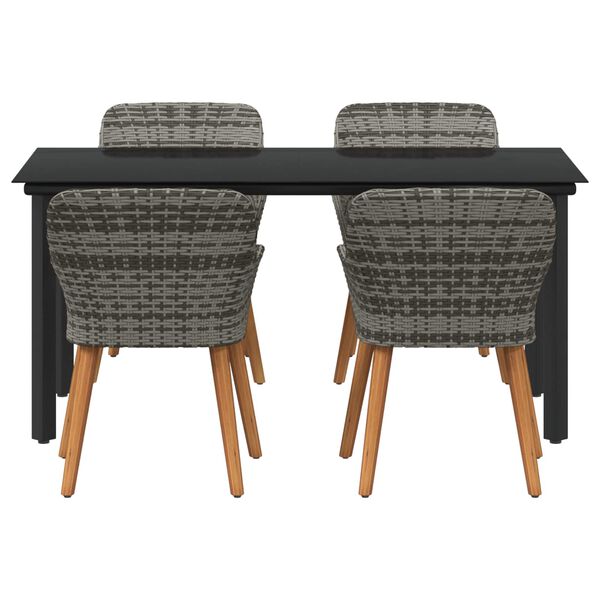 vidaXL Conjunto de Comedor de Jard&iacute;n 5 pcs Gris rat&aacute;n sint&eacute;tico
